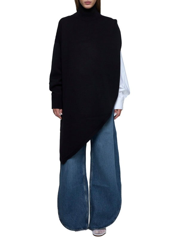 Asymmetrical High Neck Wool
  Knit