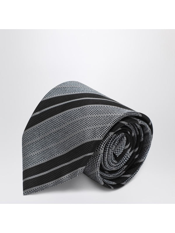 Saint Laurent Black Grey Neck Ties