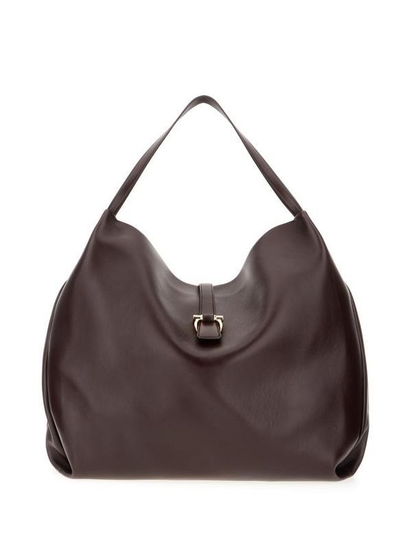 Aubergine Gancini Calfskin
  Shoulder Bag