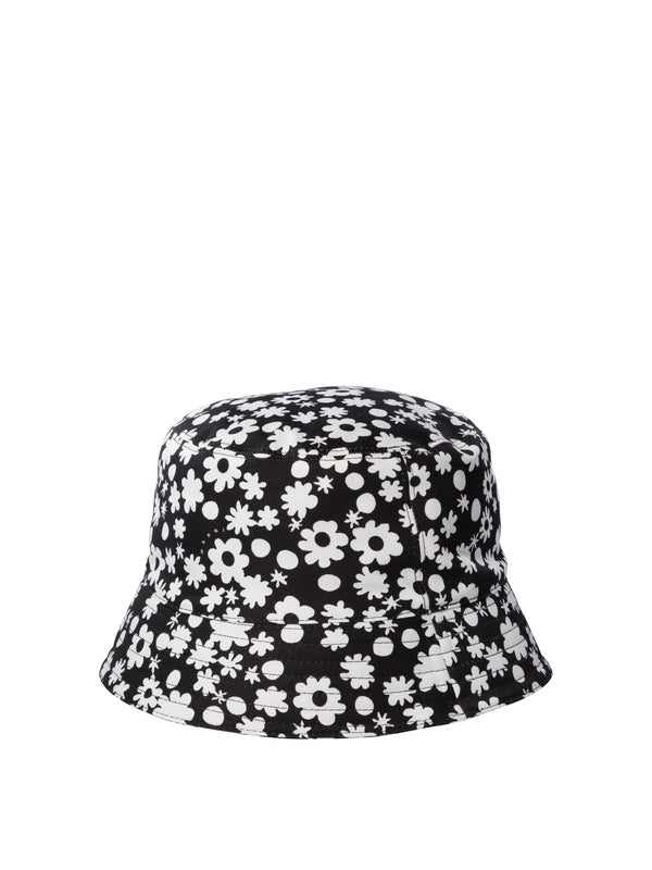 Flower Pattern Logo Embroidery Bucket Hat