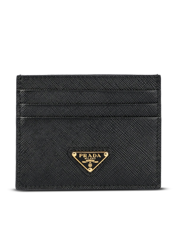 Triangle Logo Saffiano Leather Card
  Wallet