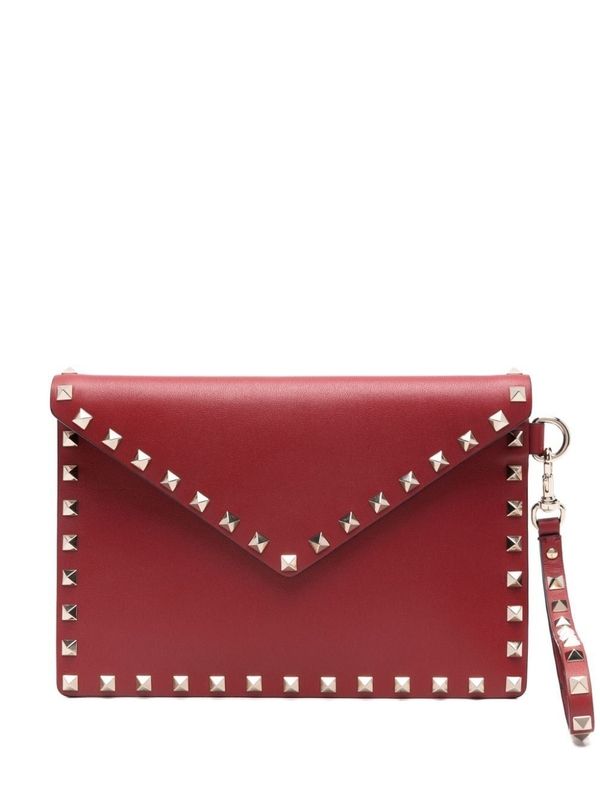 Rockstud Leather Clutch Bag