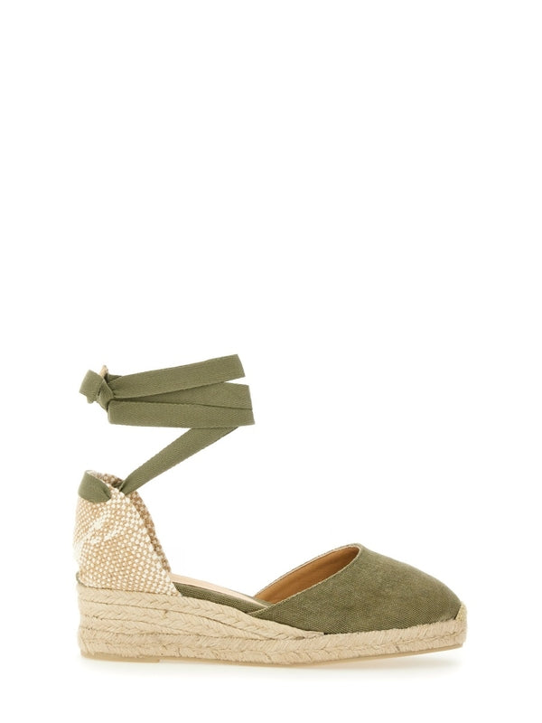 Castañer Green Beige Wedge Sandals