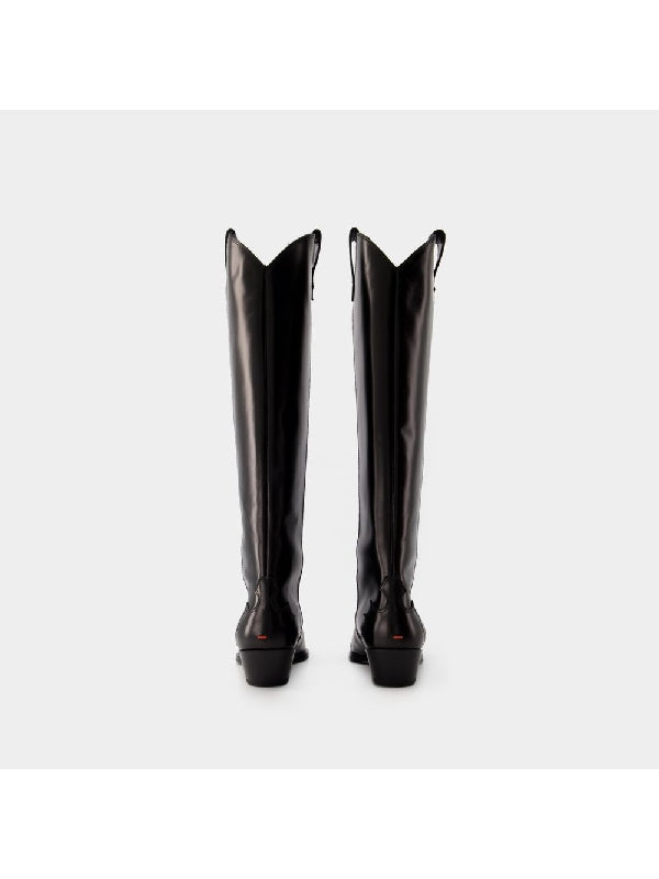 Aruna Black Calfskin High Boots