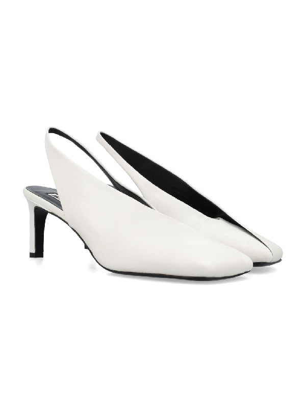 White Leather Slingback Heel