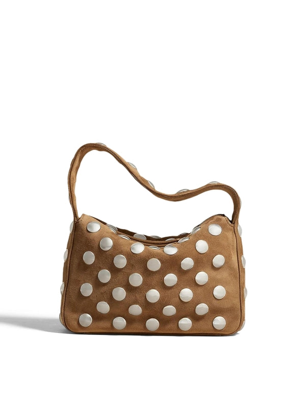 ELENA Studded Suede Shoulder Bag