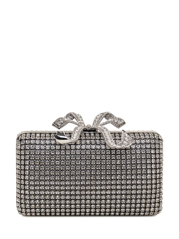 Crystal Bow Accent Chain Clutch Bag