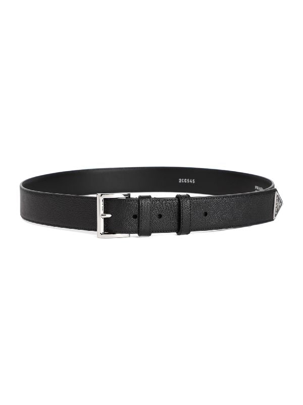 Triangle Logo Saffiano Leather Belt