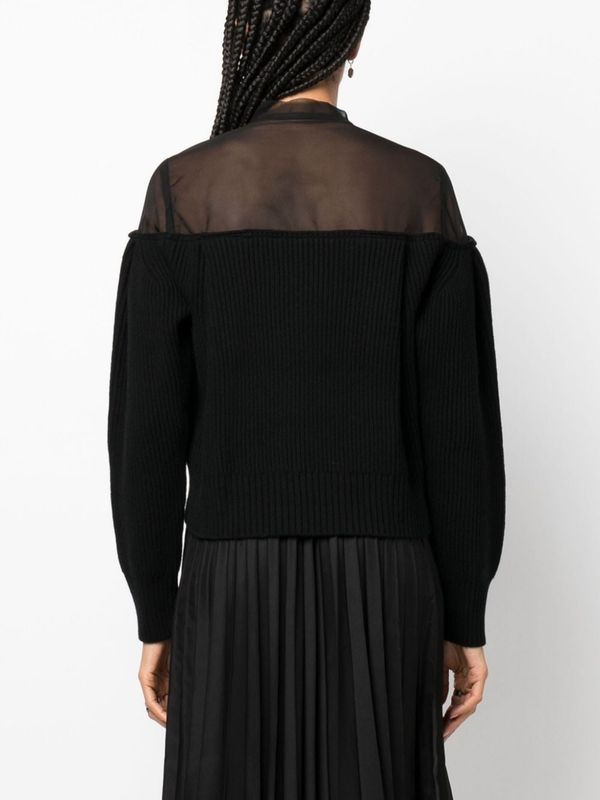 Tulle Panel Wool Knit