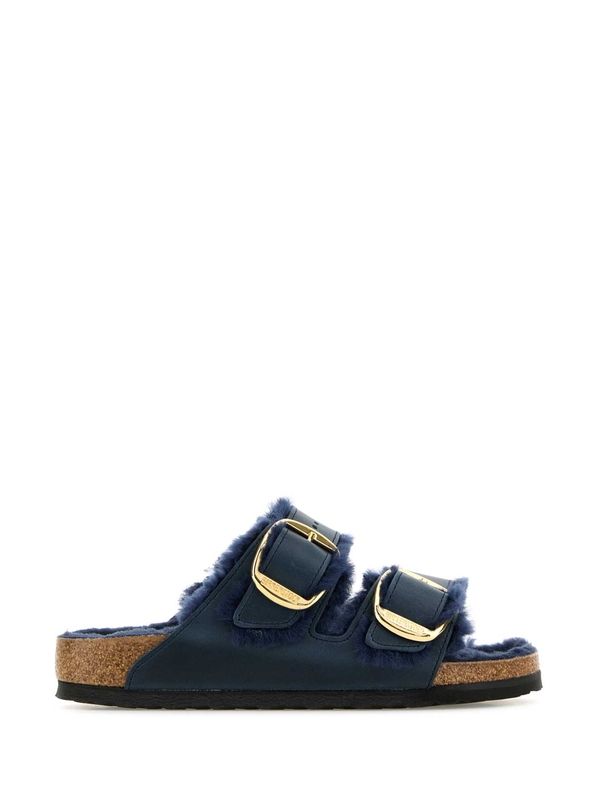 Arizona Buckle Suede Shearling Sandals