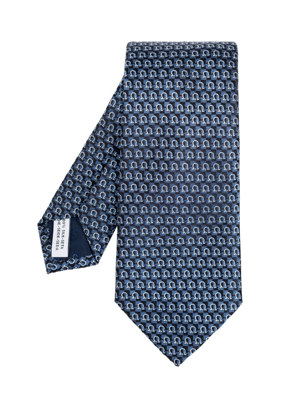 Gancini Pattern Silk Tie