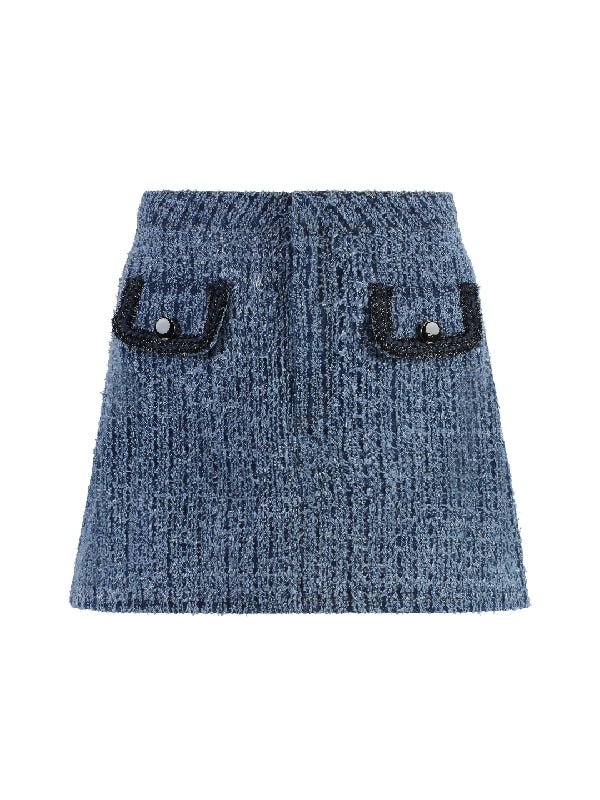 Textured Denim Mini Skirt