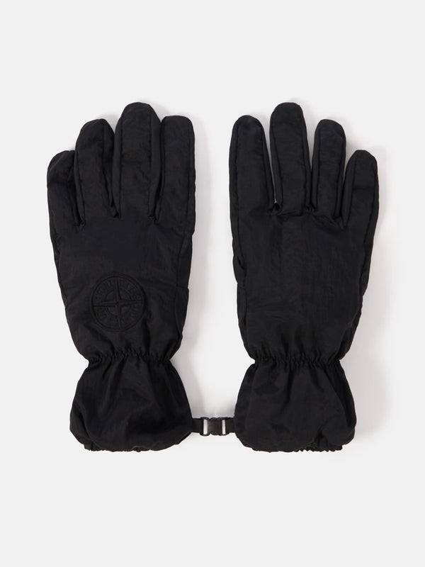 Stone Island Black Leather Gloves