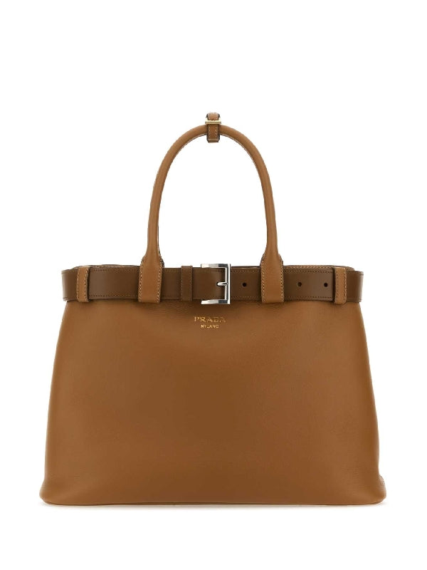 Buckle Leather Large Tote Bag