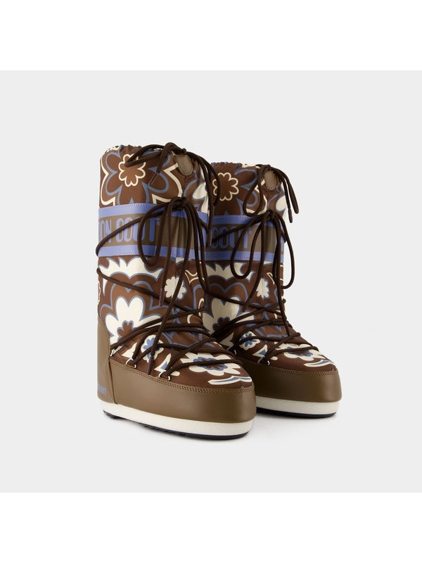 Icon Flower Print Lace-up Boots