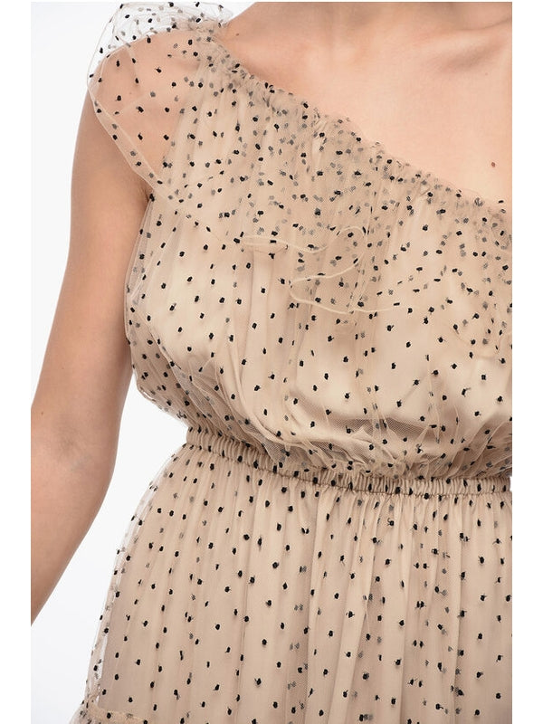 Beige Sheer Mini Dress