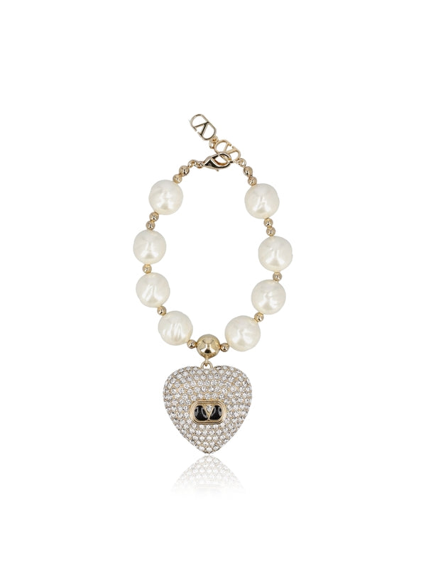 Crystal V Logo Pearl Bracelet