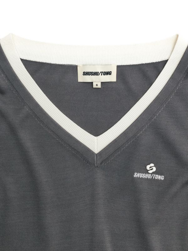 Logo Stitch Silk Knit Top