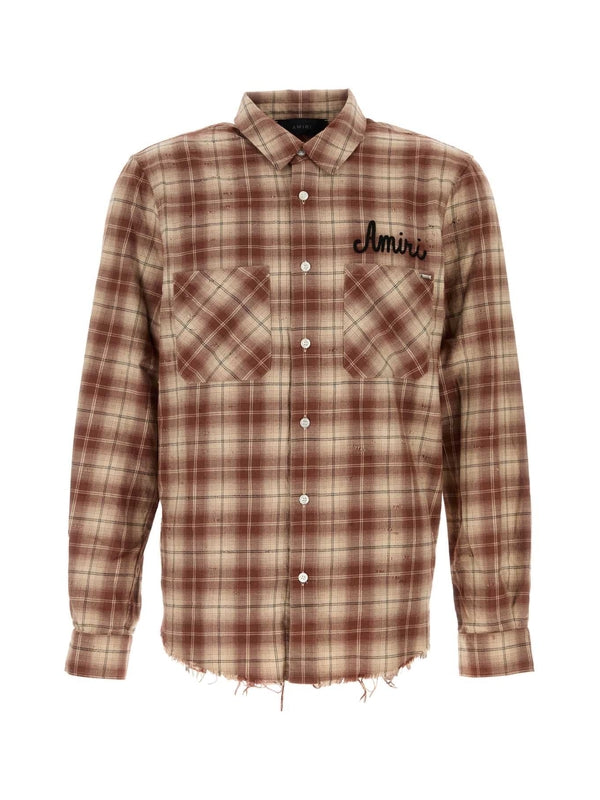 Logo Embroidered Low-cut Check Shirt