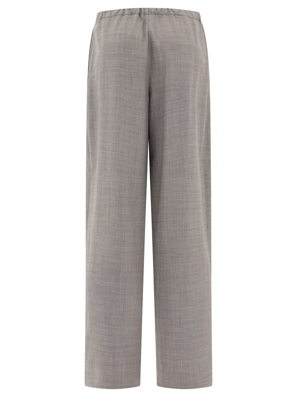 Drawstring Pleated Wool Pants