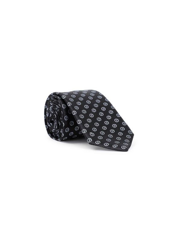 Allover Logo Printing Silk Necktie