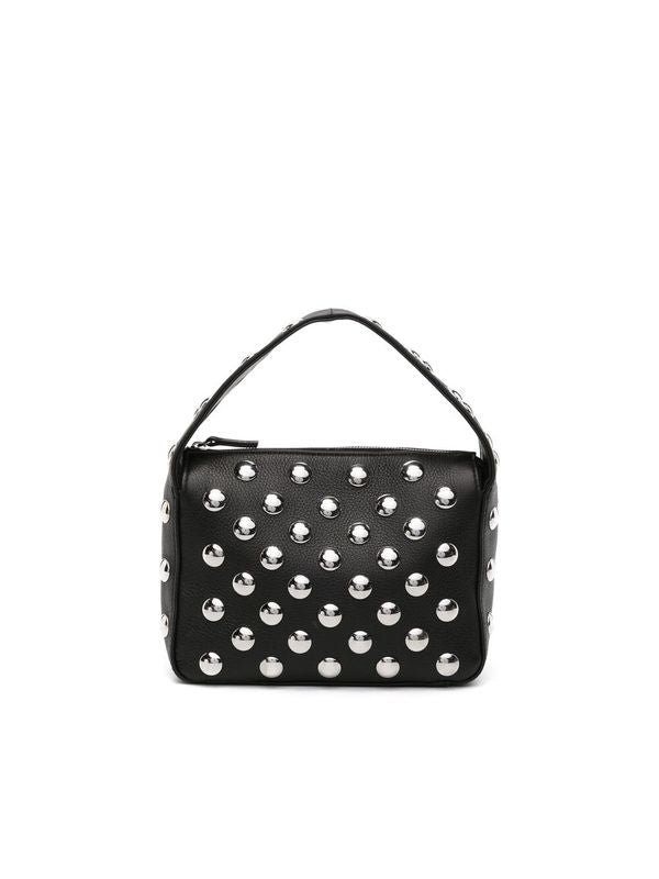 Stud Embellished Leather Tote
  Bag