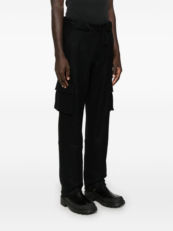 Drawstring Waist Wool Cargo Pants