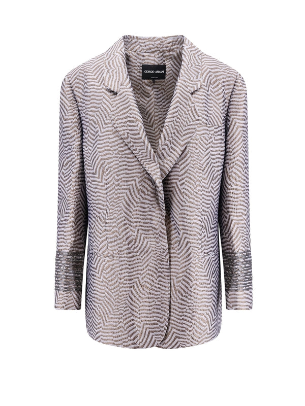 Allover Pattern Silk Blend Tailored Jacket