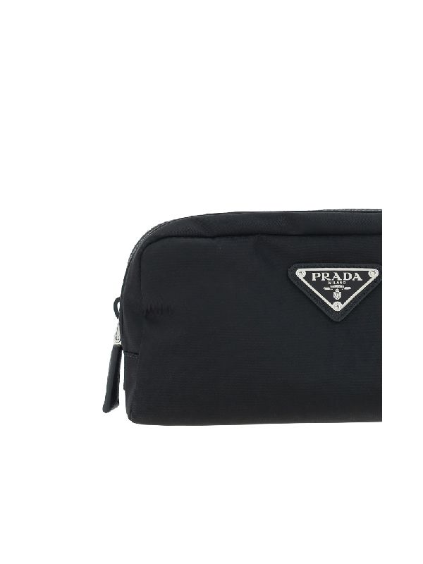 Triangular Logo Black Cosmetic Pouch