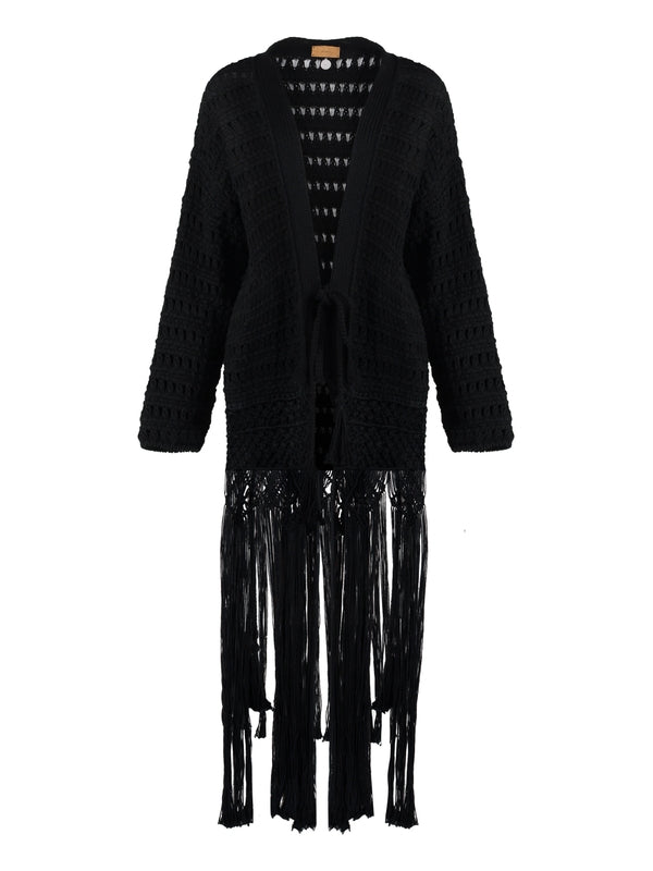 Openwork Fringe Cotton Cardigan