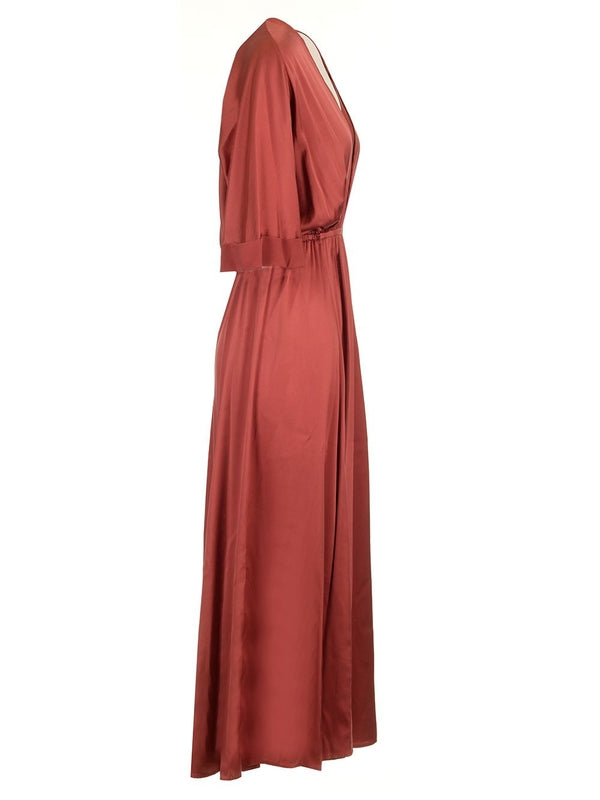 V-neck Silk Midi Dress