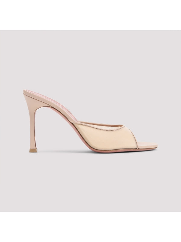 Alexa Mesh Detail Leather Sandal Heel