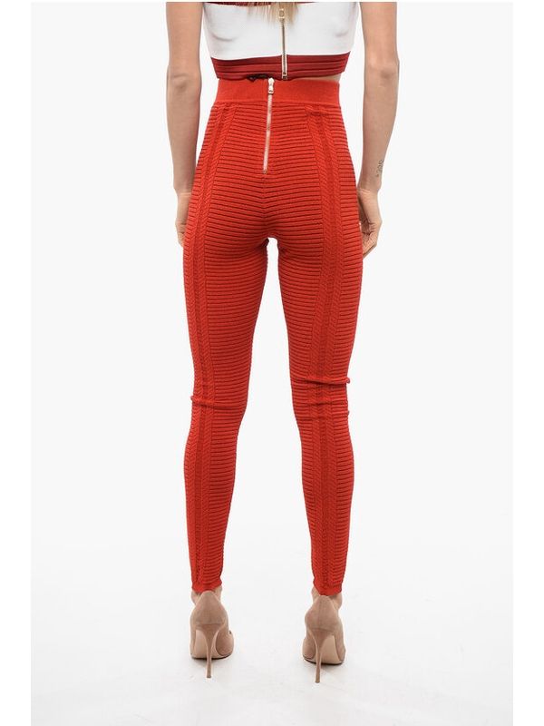 High-Waist Ribbed Knit Leggings