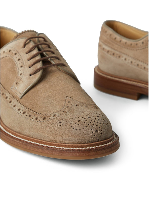 Brogue Suede Calfskin Lace-Up
  Shoes