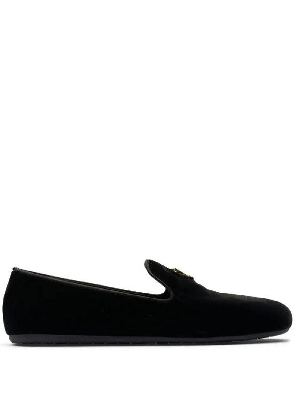 Triangle Logo Velvet Loafers