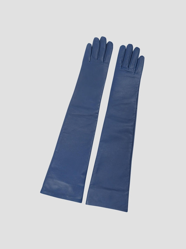 The Frankie Shop Blue Leather Gloves