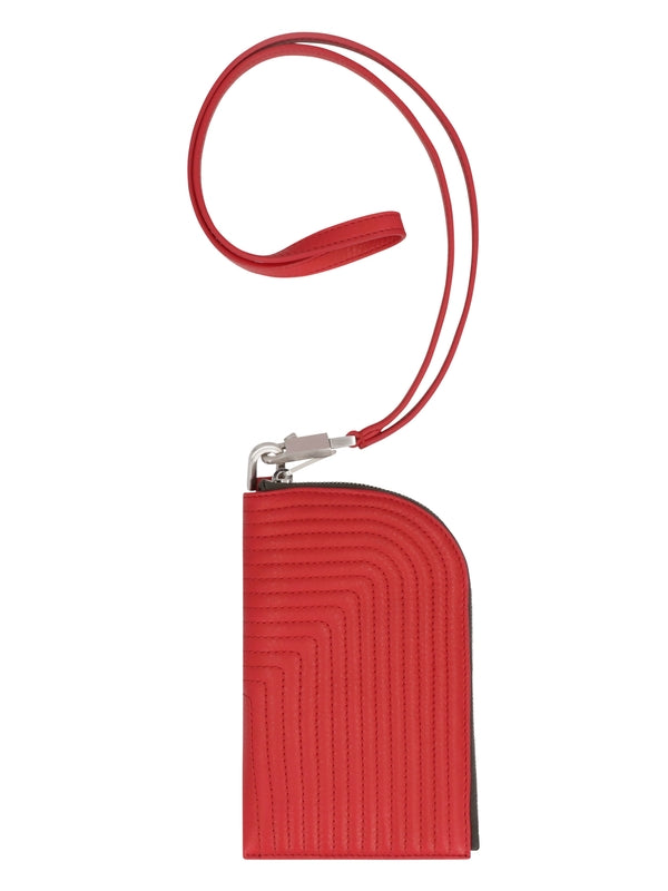 Stitch Leather Neck Strap Wallet