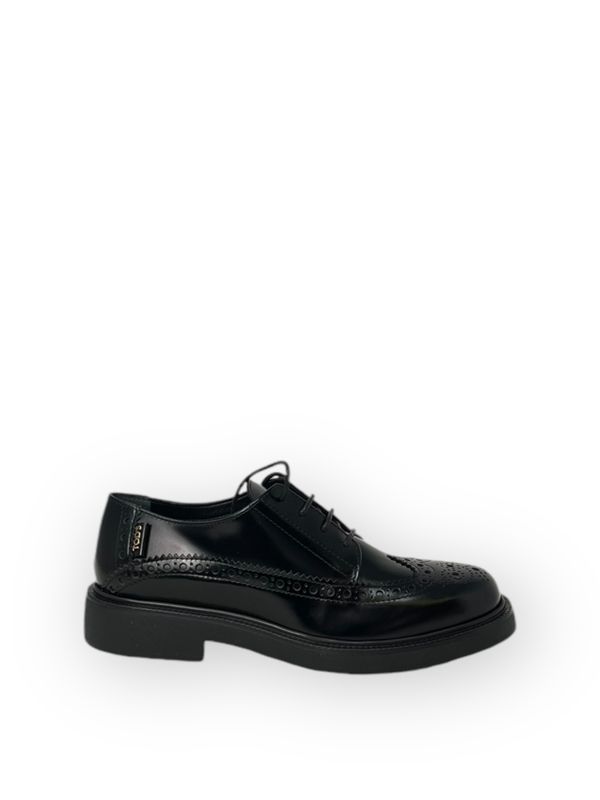 Black Leather Lace-Up Shoes