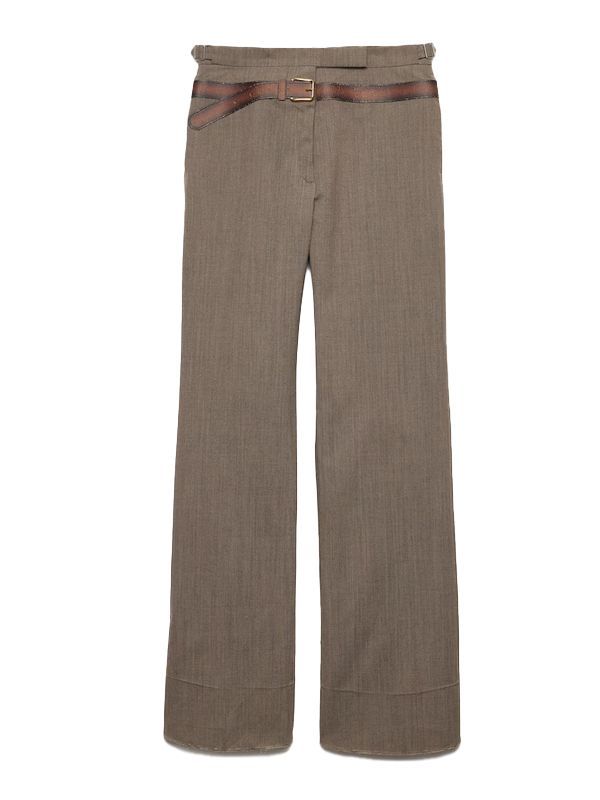 Belt Printed Wool Blend Pants