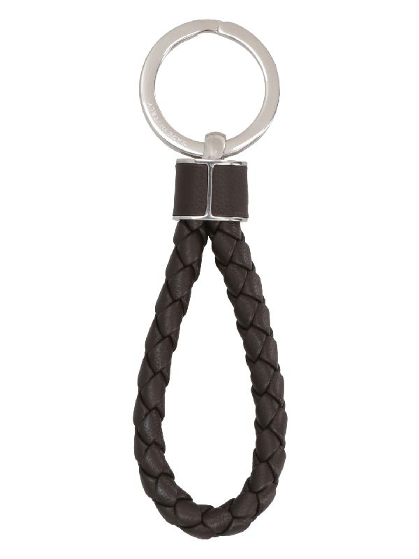 Intrecciato Leather Strap Key Ring