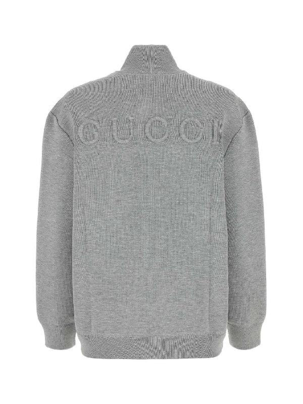 Back Logo Wool Zip-up Cardigan