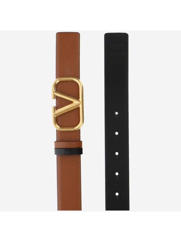 V Logo Reversible Leather Belt