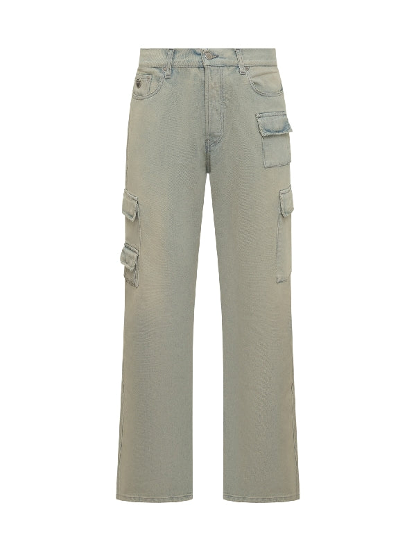 Denim Slim Fit Cotton Cargo Pants