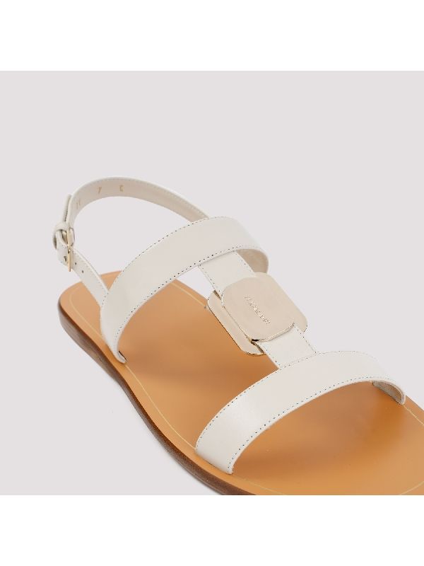 Metal Logo Leather Sandals