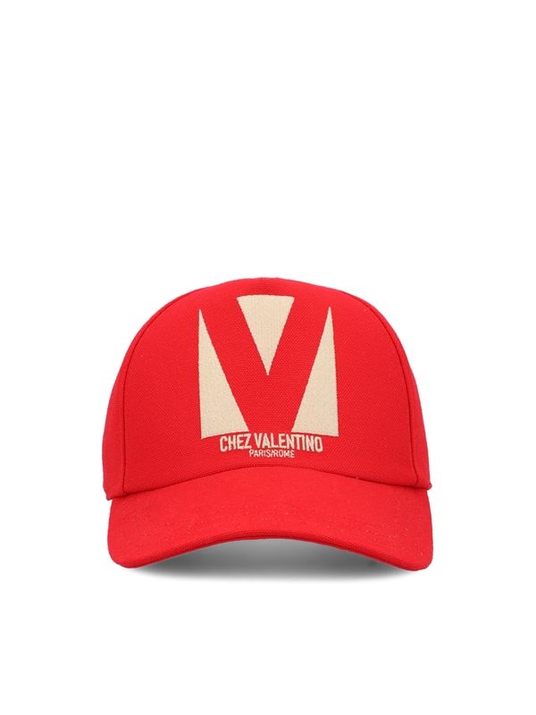 V Logo Cotton Ball Cap