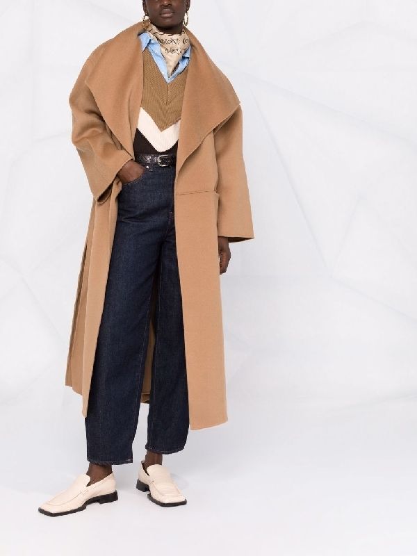 Wide Lapel Wool Cashmere Long Coat