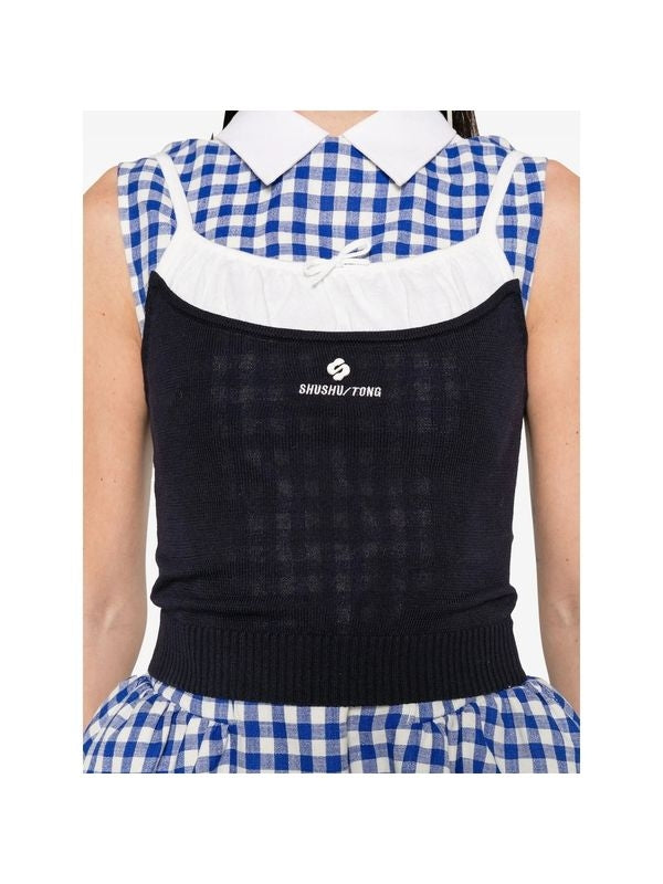 Logo Jacquard Silk Cashmere Tank Top