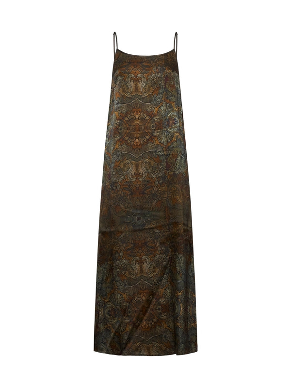 All-Over Printed Silk Long Dress