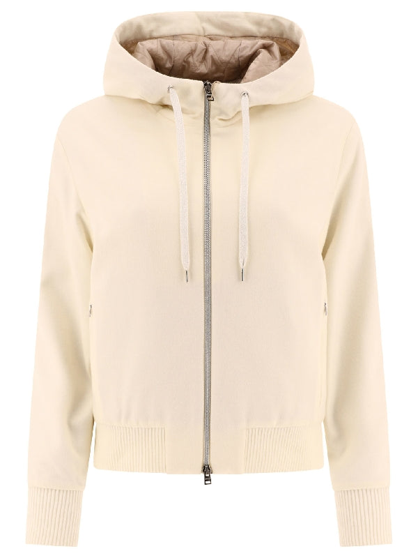 Silk Cashmere Padded Hooded Zip