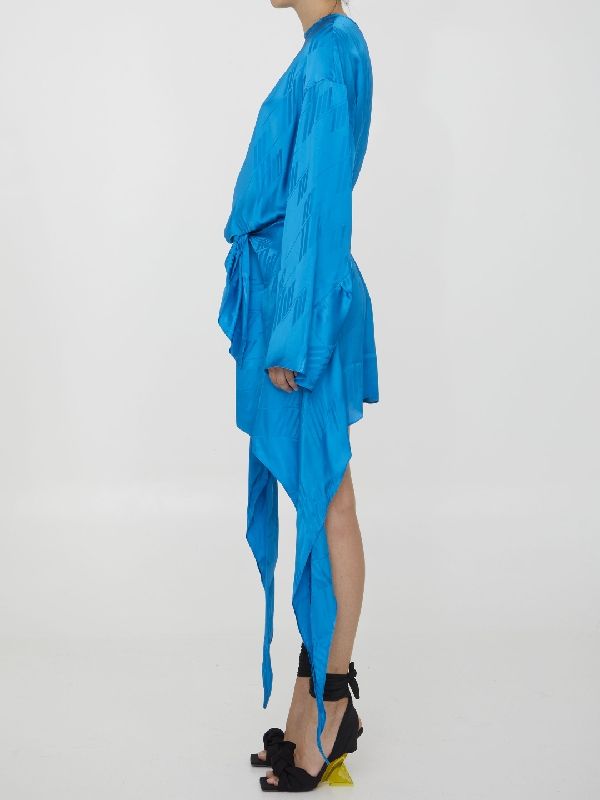 Allover Logo Drape Dress